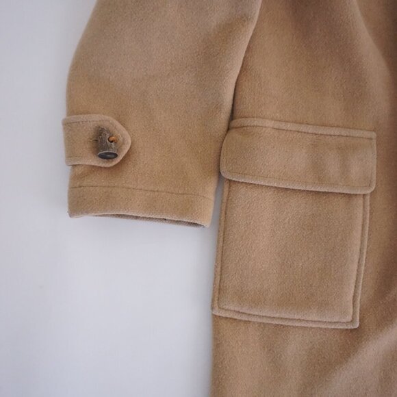 Vintage '70s Gloverall 90% Wool Camel Tan Original English Duffle Coat Jacket 46 - Picture 9 of 13